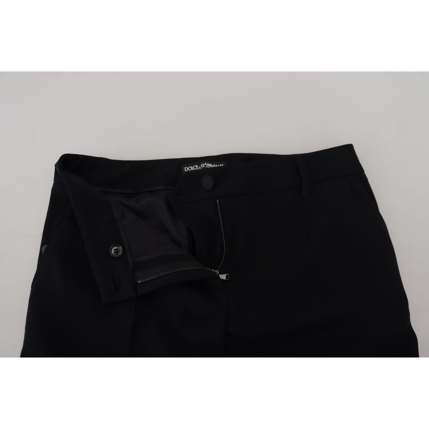 Dolce & Gabbana Black Tapered Women Wool Pants Dolce & Gabbana