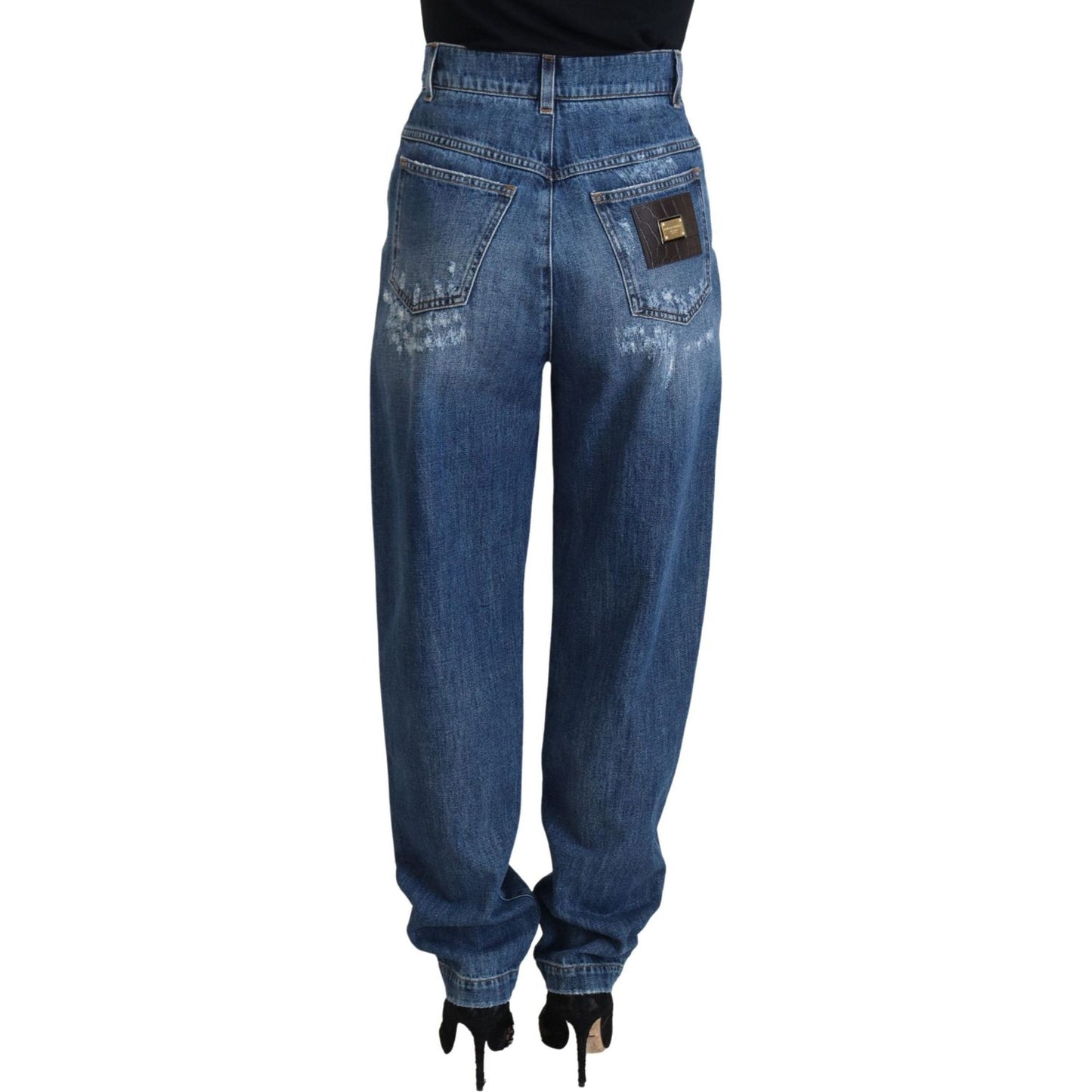 Dolce & Gabbana Blue Washed Cotton Tattered Denim Jeans Dolce & Gabbana