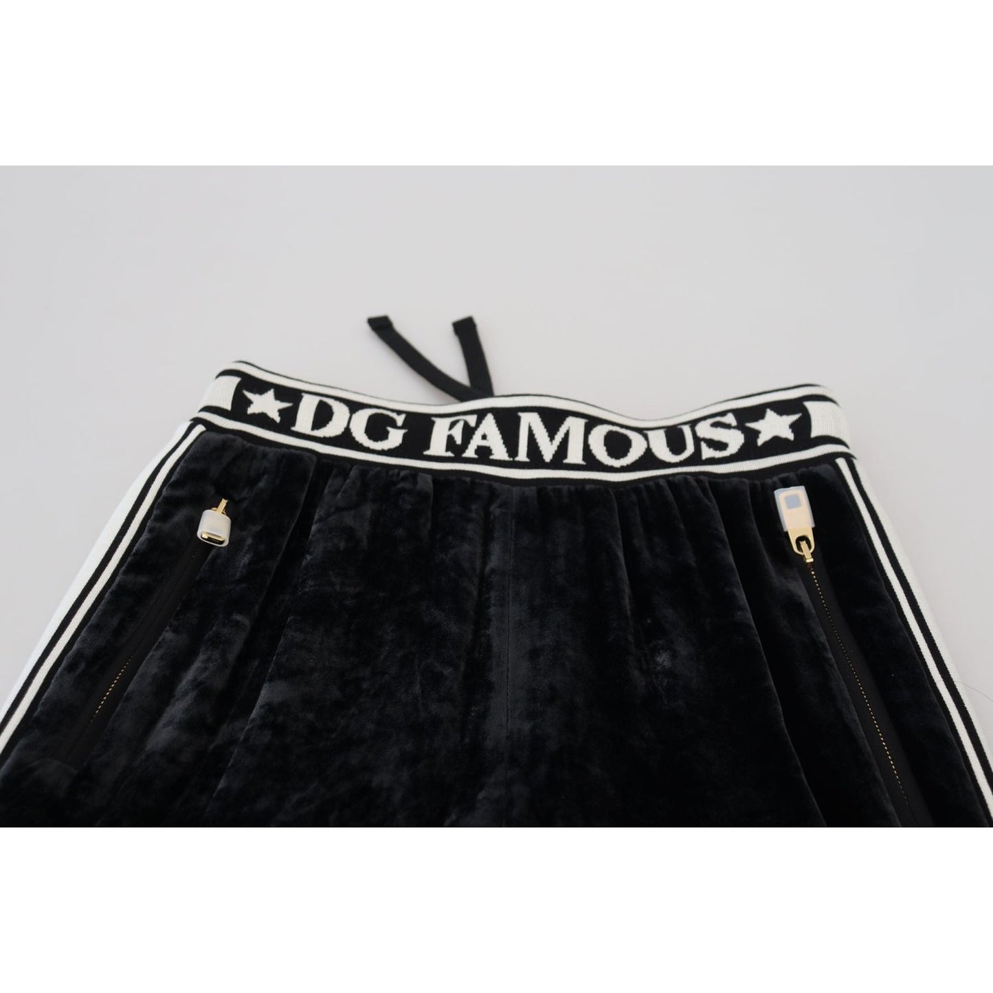 Dolce & Gabbana Black DG Logo Velvet Trouser Pants Dolce & Gabbana