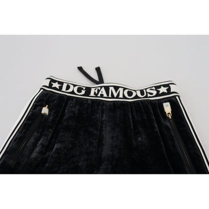 Dolce & Gabbana Black DG Logo Velvet Trouser Pants Dolce & Gabbana