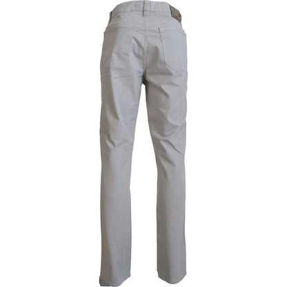 Jeckerson Gray Cotton Tapered Men Casual Pants Jeckerson