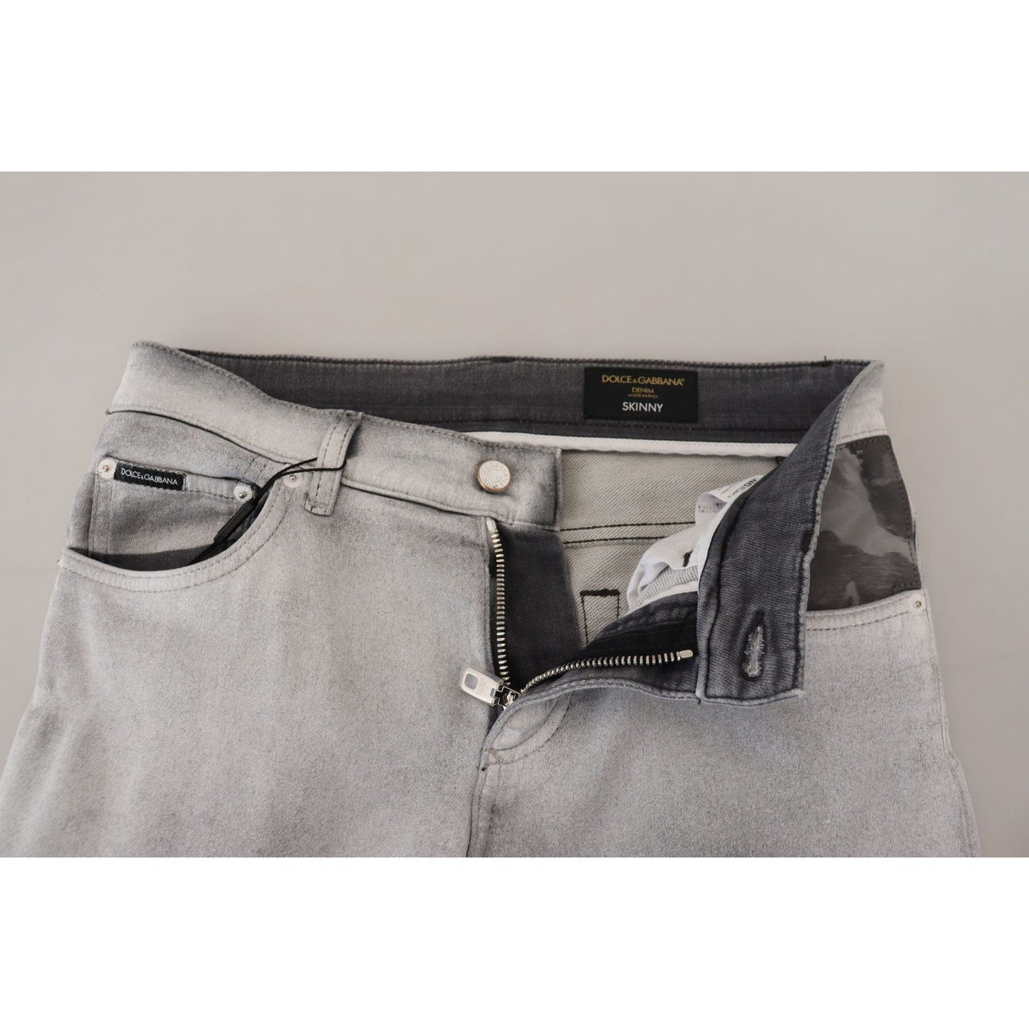 Dolce & Gabbana Gray Washed Skinny Men Denim Jeans Dolce & Gabbana