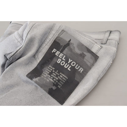 Dolce & Gabbana Gray Washed Skinny Men Denim Jeans Dolce & Gabbana