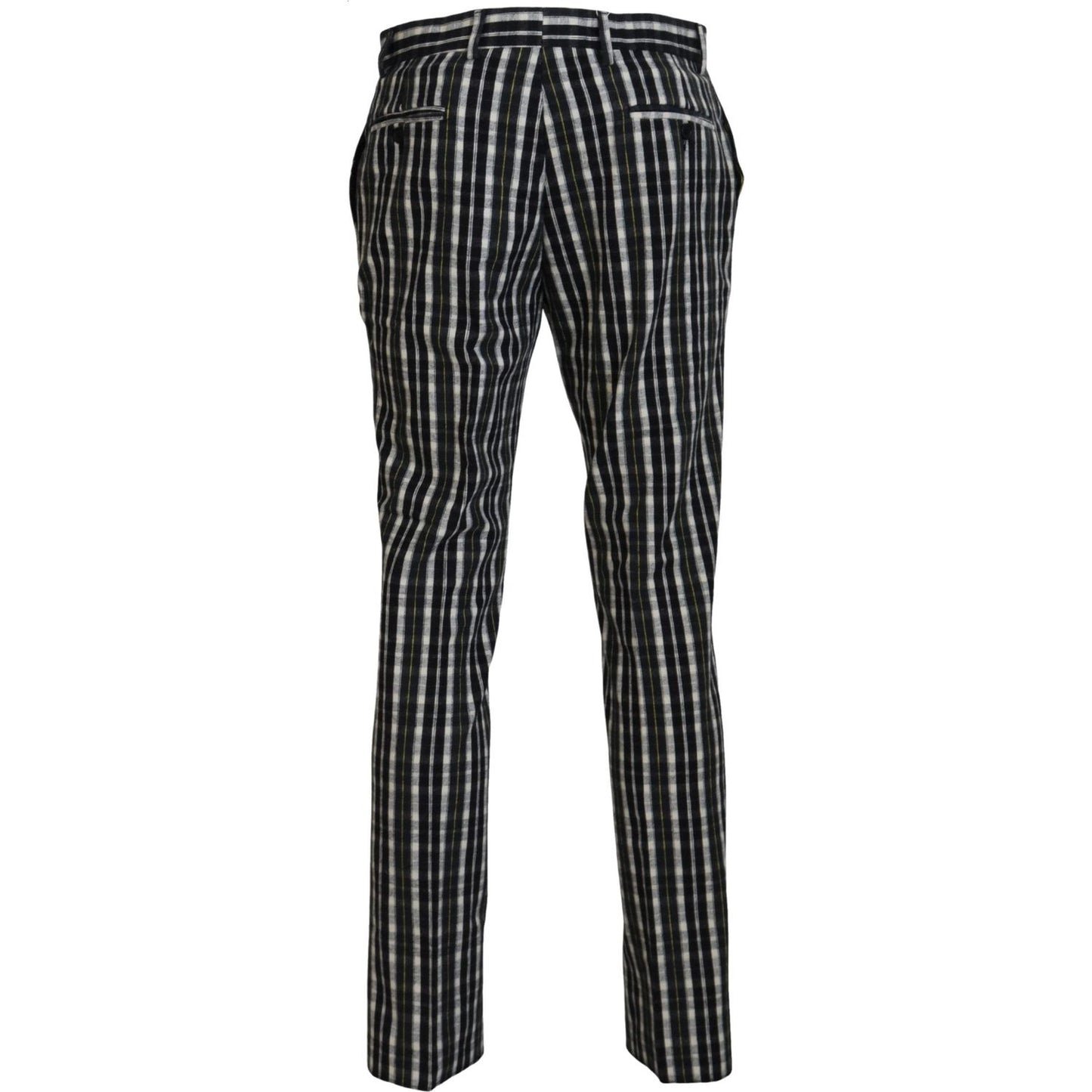 BENCIVENGA Black Checkered Cotton Casual Pants BENCIVENGA