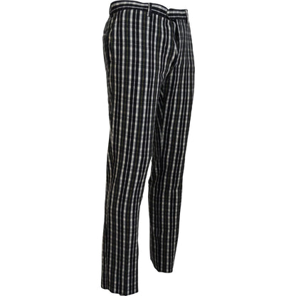 BENCIVENGA Black Checkered Cotton Casual Pants BENCIVENGA