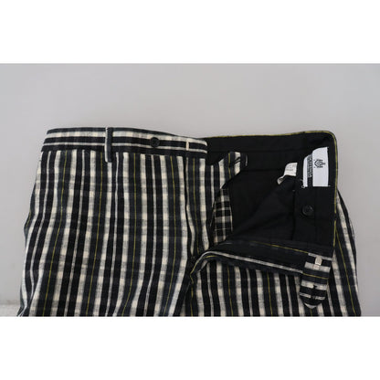 BENCIVENGA Black Checkered Cotton Casual Pants BENCIVENGA