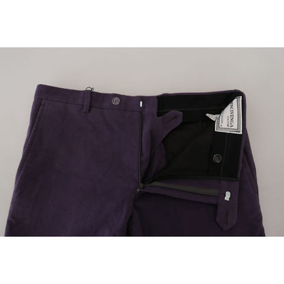 BENCIVENGA Purple Pure Cotton Tapered Mens Pants BENCIVENGA