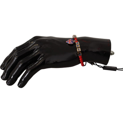 Dolce & Gabbana Red Blue Beaded DG LOVES LONDON Flag Branded Bracelet Dolce & Gabbana