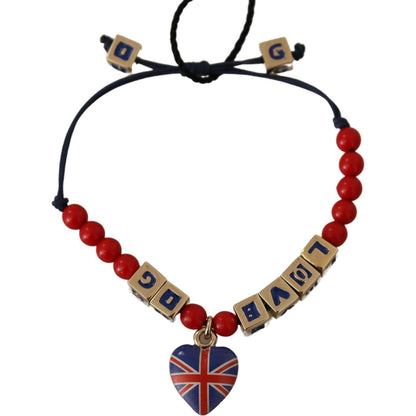 Dolce & Gabbana Red Blue Beaded DG LOVES LONDON Flag Branded Bracelet Dolce & Gabbana