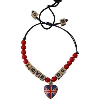 Dolce & Gabbana Red Blue Beaded DG LOVES LONDON Flag Branded Bracelet Dolce & Gabbana