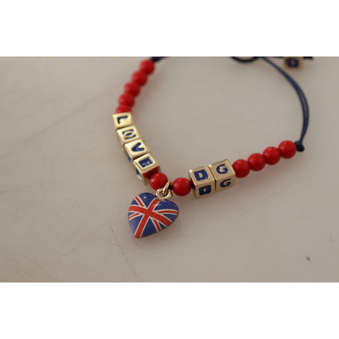 Dolce & Gabbana Red Blue Beaded DG LOVES LONDON Flag Branded Bracelet Dolce & Gabbana