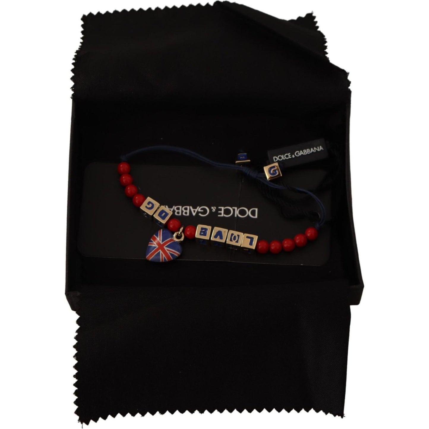 Dolce & Gabbana Red Blue Beaded DG LOVES LONDON Flag Branded Bracelet Dolce & Gabbana