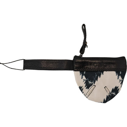 Costume National White Genuine Leather Coin Purse Strap Wallet Costume National