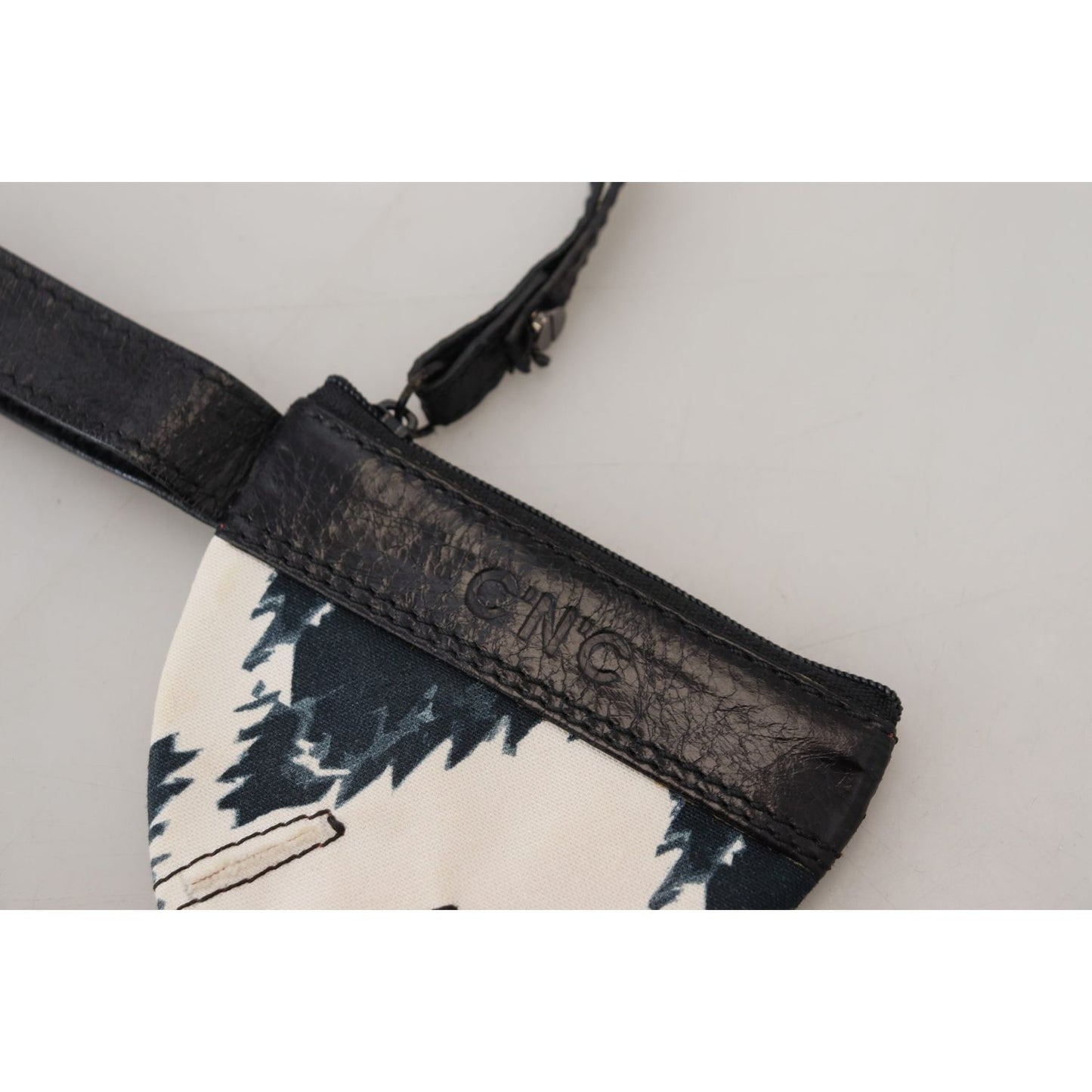 Costume National White Genuine Leather Coin Purse Strap Wallet Costume National