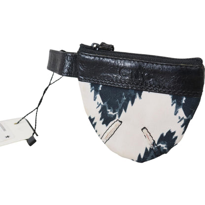 Costume National White Genuine Leather Coin Purse Strap Wallet Costume National