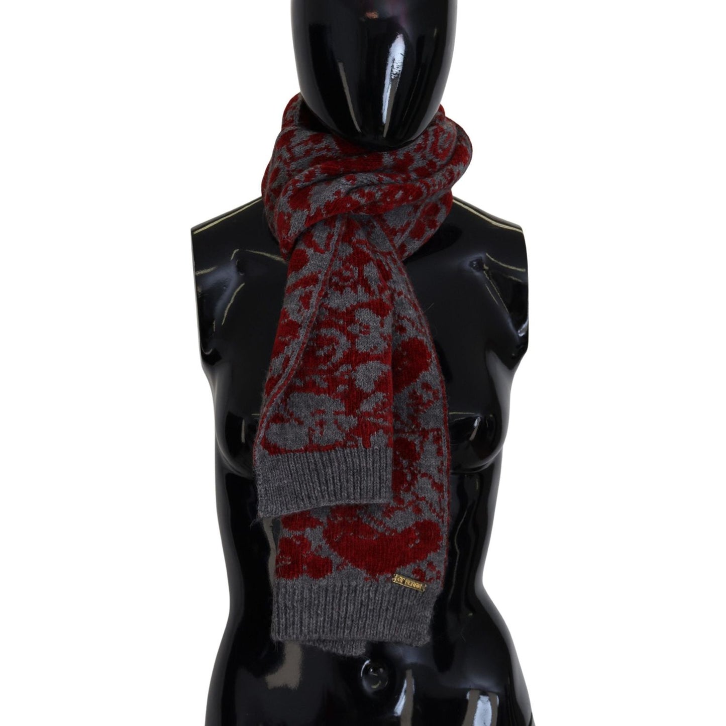 GF Ferre Red Grey Knitted Wrap Warmer Womens Shawl Scarf GF Ferre