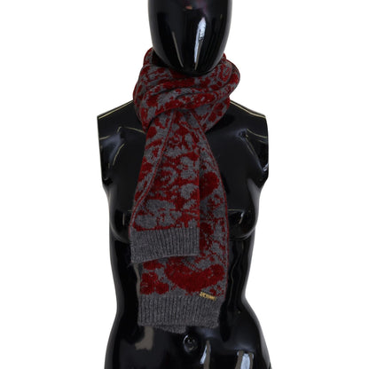 GF Ferre Red Grey Knitted Wrap Warmer Womens Shawl Scarf GF Ferre