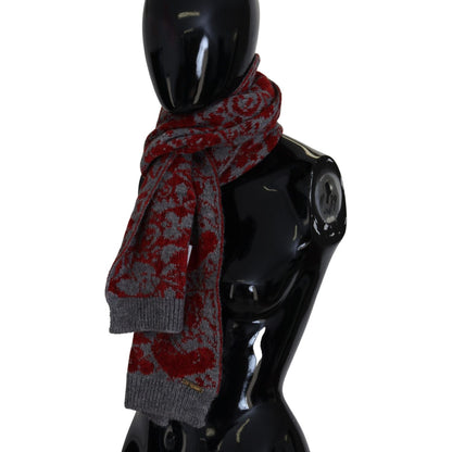 GF Ferre Red Grey Knitted Wrap Warmer Womens Shawl Scarf GF Ferre