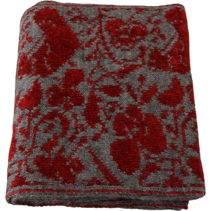GF Ferre Red Grey Knitted Wrap Warmer Womens Shawl Scarf GF Ferre
