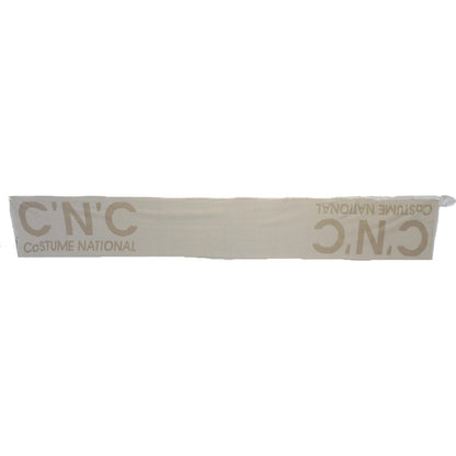 Costume National Beige White Logo Wrap Warmer Shawl Scarf Costume National