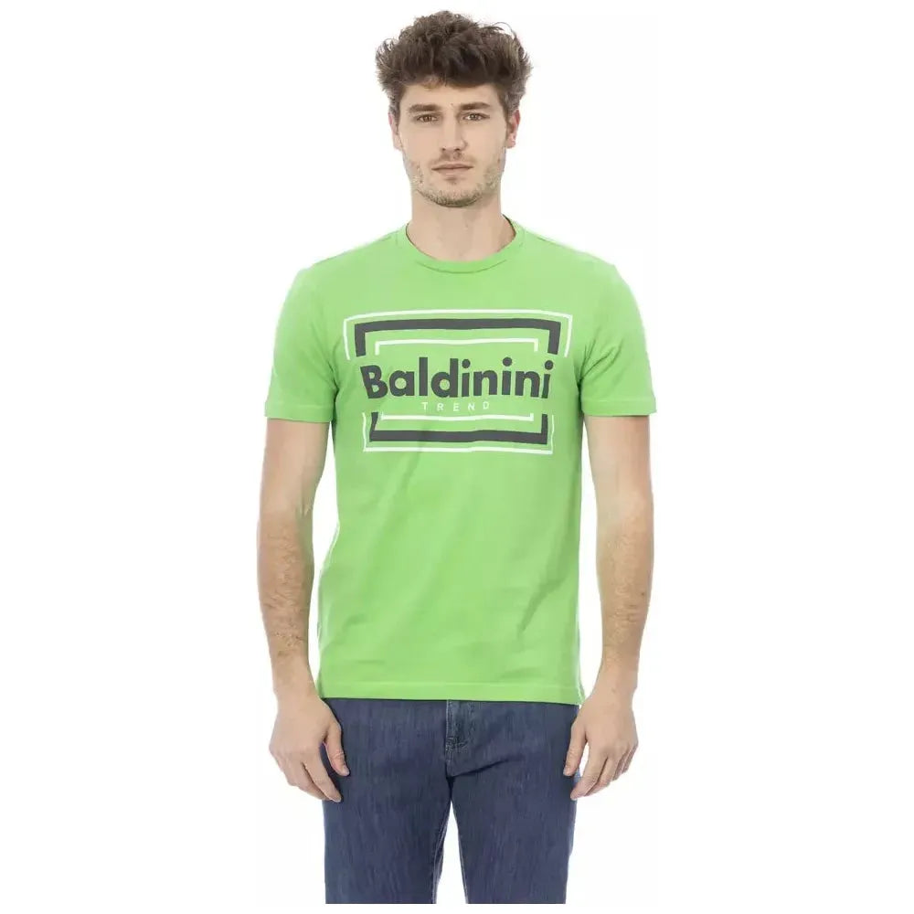 تي شيرت رجالي من القطن باللون الأخضر من Baldinini Trend
