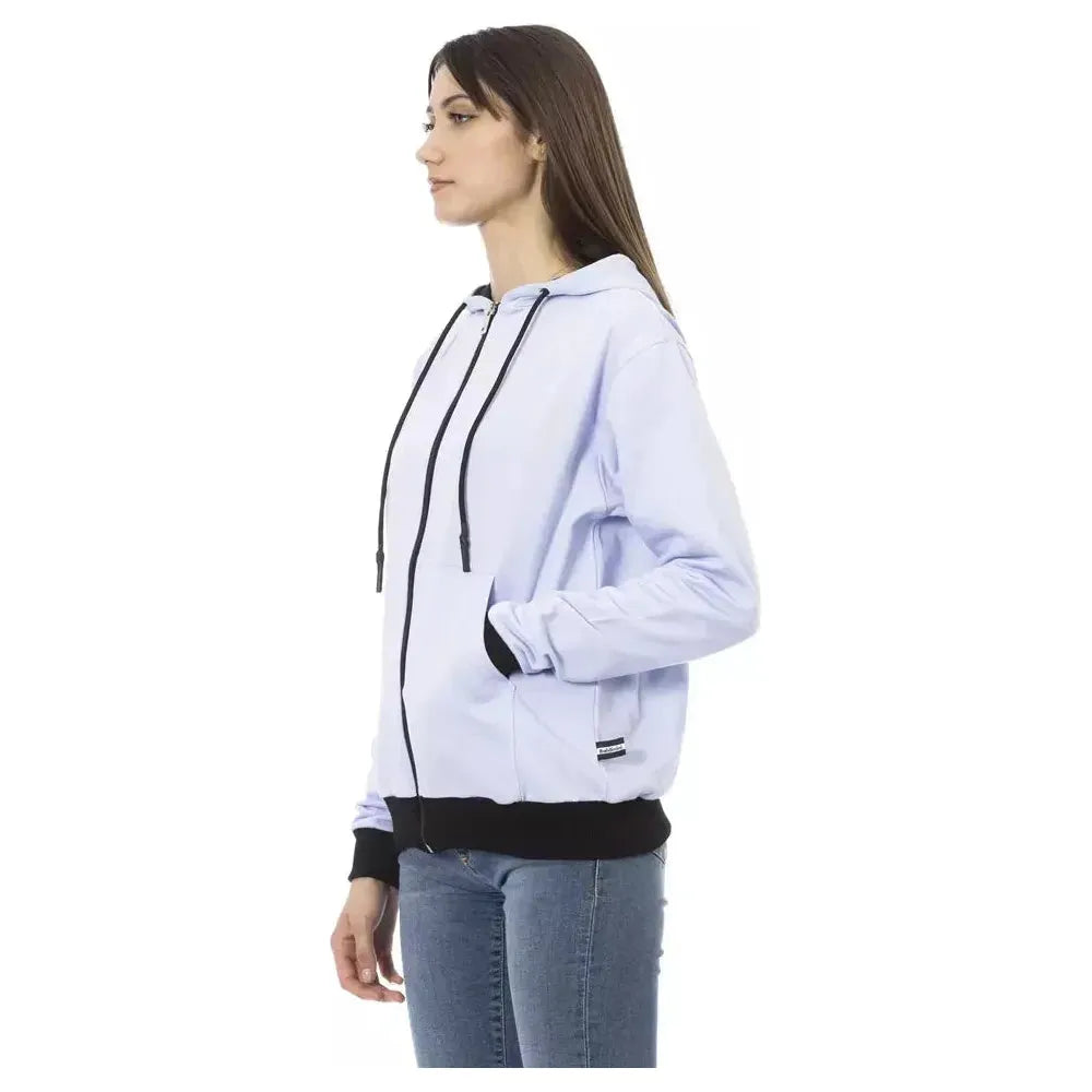 Baldinini Trend Purple Cotton Women Sweater With Adjustable Hood Baldinini Trend