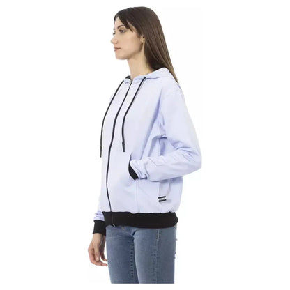 Baldinini Trend Purple Cotton Women Sweater With Adjustable Hood Baldinini Trend