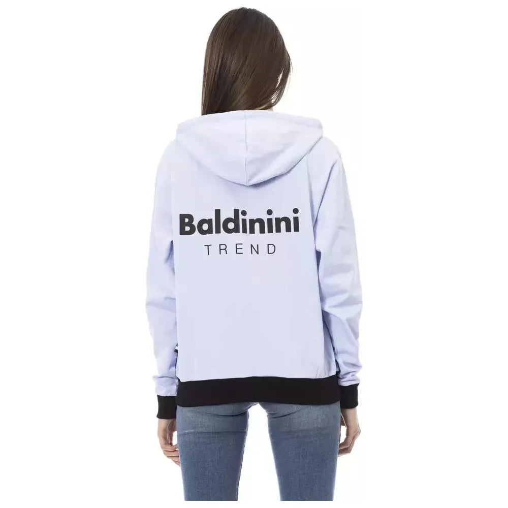 Baldinini Trend Purple Cotton Women Sweater With Adjustable Hood Baldinini Trend
