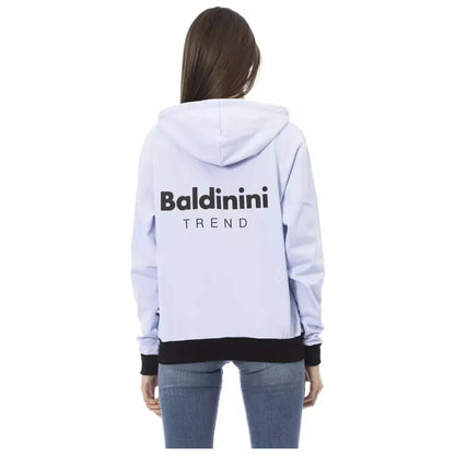 Baldinini Trend Purple Cotton Women Sweater With Adjustable Hood Baldinini Trend