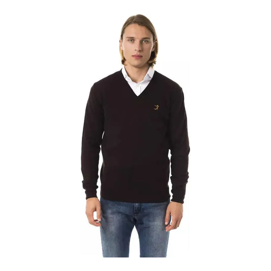 Uominitaliani Embroidered V-Neck Merino Wool Sweater Uominitaliani