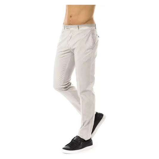 Uominitaliani Sleek Gray Casual Fit Cotton Pants for Men Uominitaliani