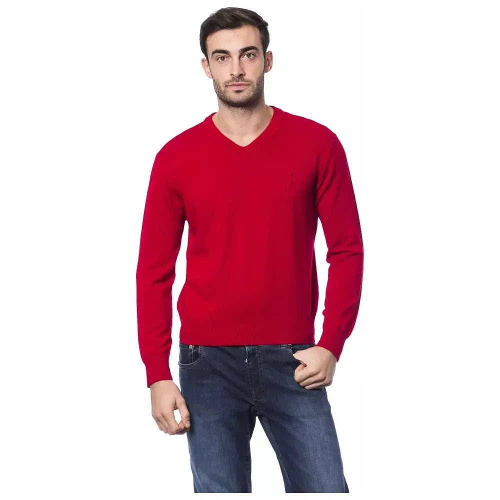 Embroidered Merino Wool Crew Neck Sweater