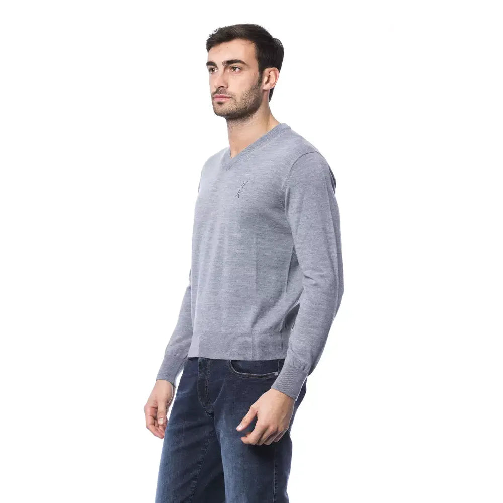 Billionaire Italian Couture Gray Merino Wool Men Sweater Billionaire Italian Couture