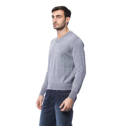 Billionaire Italian Couture Gray Merino Wool Men Sweater Billionaire Italian Couture