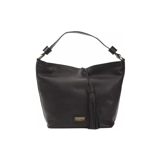 Pompei Donatella Elegant Leather Shoulder Bag in Timeless Black Pompei Donatella