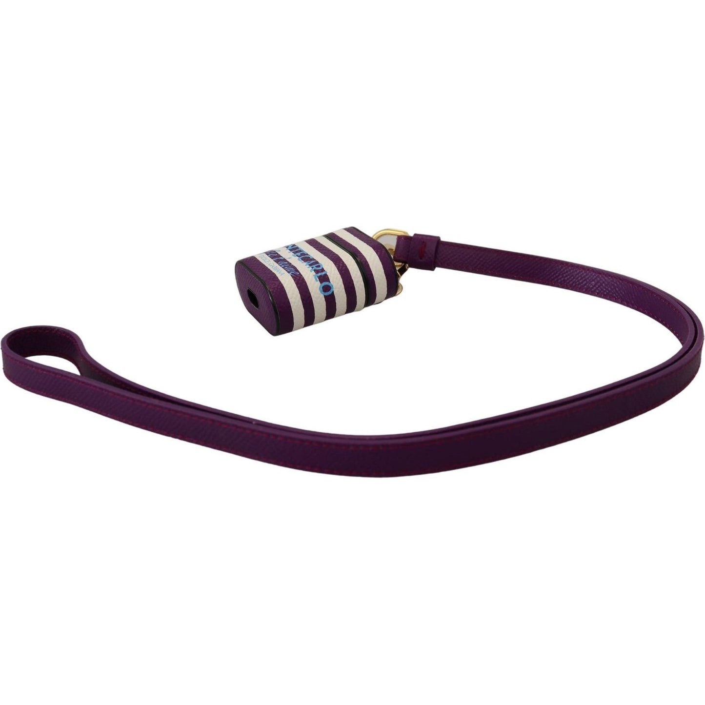 Dolce & Gabbana Purple Leather Strap Gold Metal Logo Airpods Case Dolce & Gabbana
