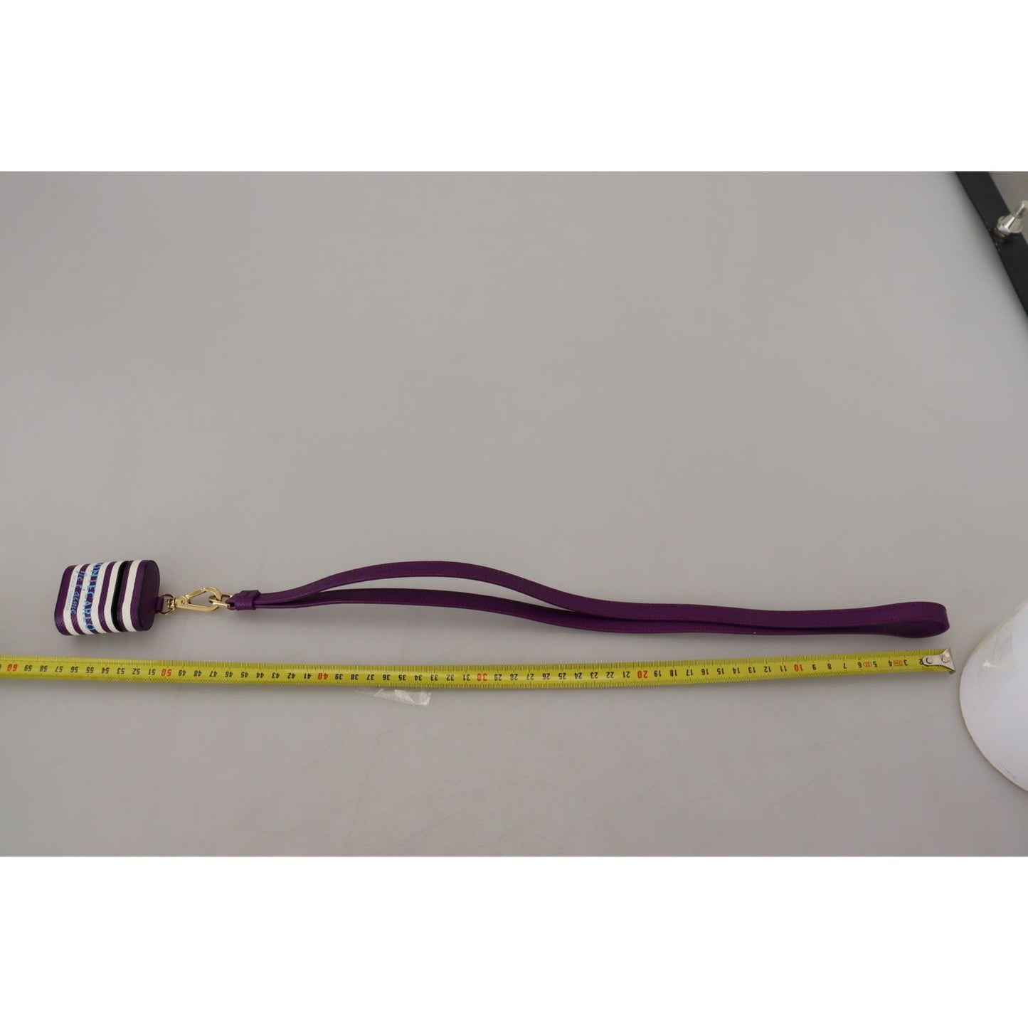 Dolce & Gabbana Purple Leather Strap Gold Metal Logo Airpods Case Dolce & Gabbana