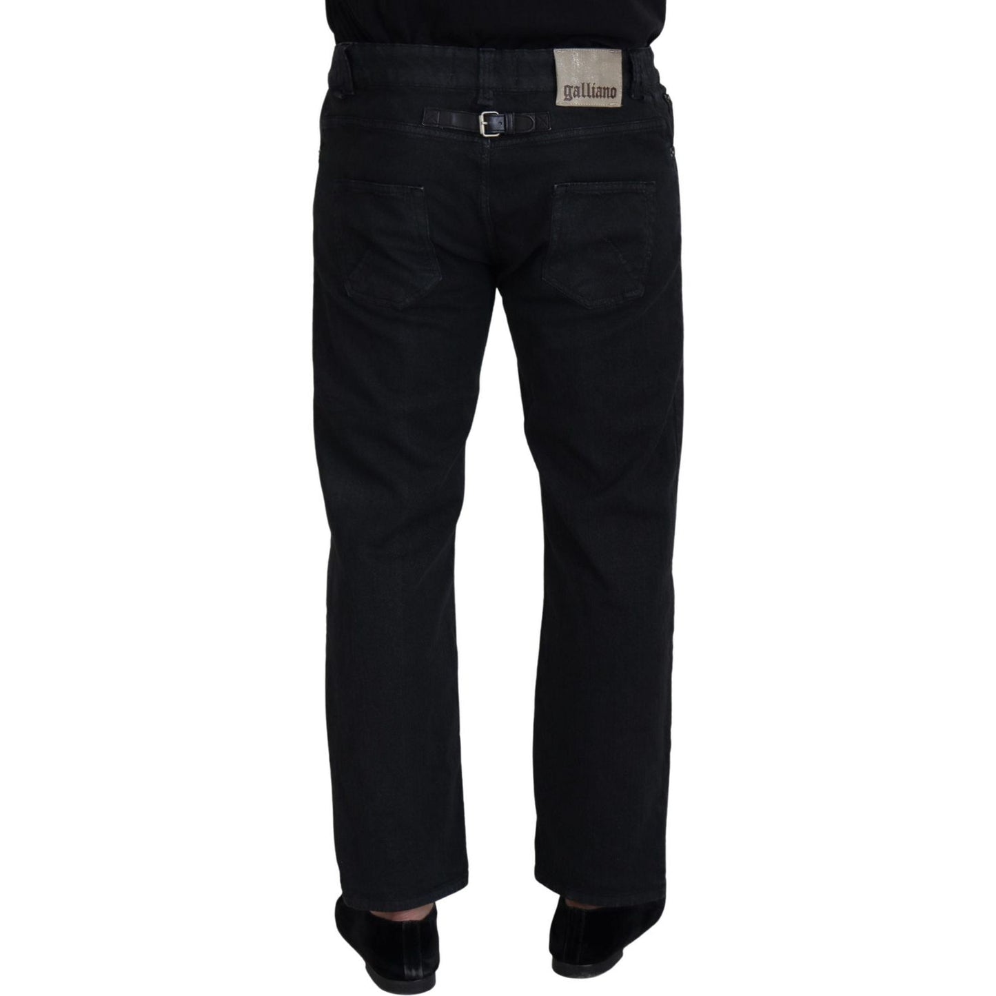 John Galliano Black Cotton Back Buckle Casual Denim Jeans John Galliano
