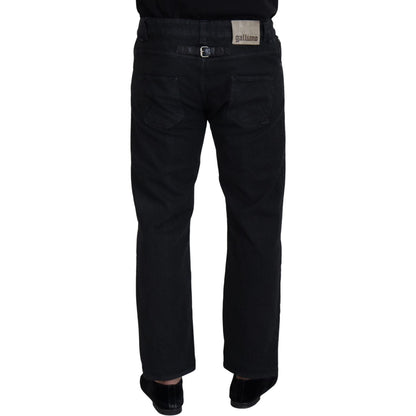 John Galliano Black Cotton Back Buckle Casual Denim Jeans John Galliano