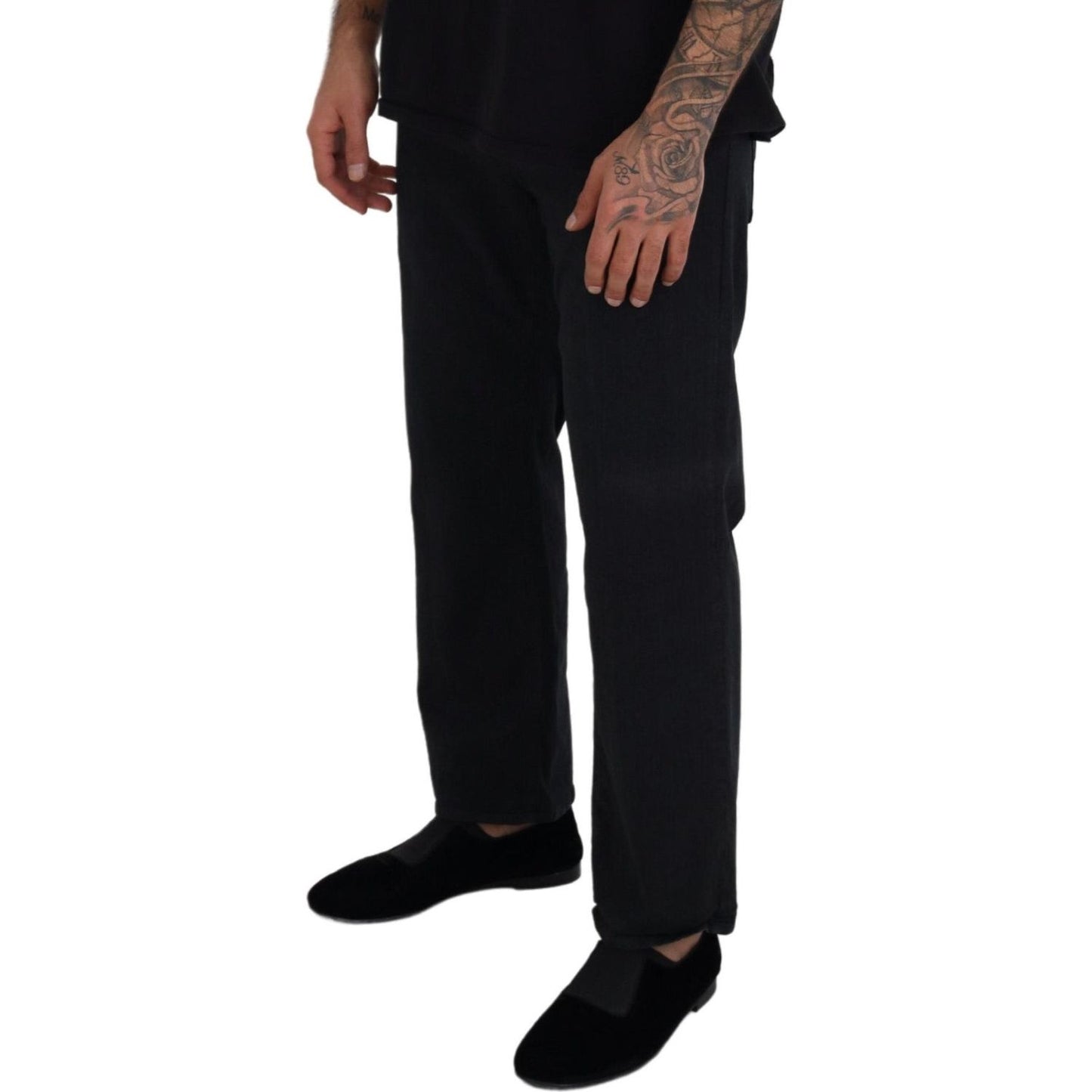 John Galliano Black Cotton Back Buckle Casual Denim Jeans John Galliano