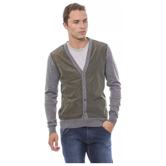 Verri Elegant Gray Wool Blend Cardigan Verri