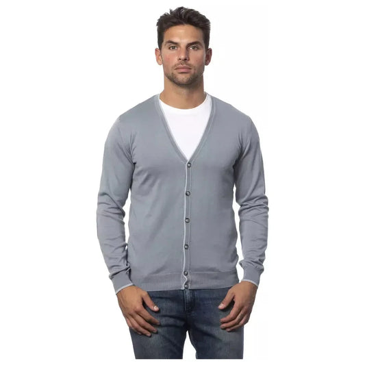 Verri Elegant Gray Cotton Cardigan for Men Verri