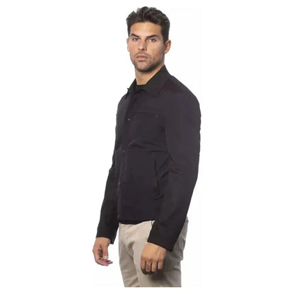 Verri Black Cotton Men Bomber Jacket Coats & Jackets