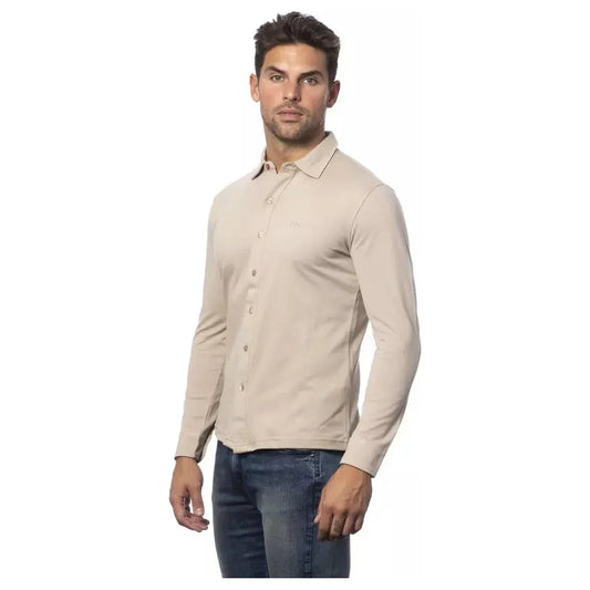 Verri Elegant Beige Regular Fit Cotton Shirt Verri