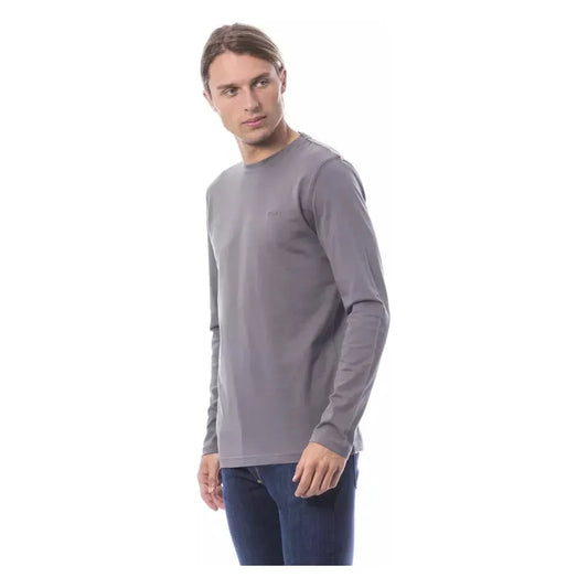 Verri Elegant Long Sleeve Gray T-Shirt Verri