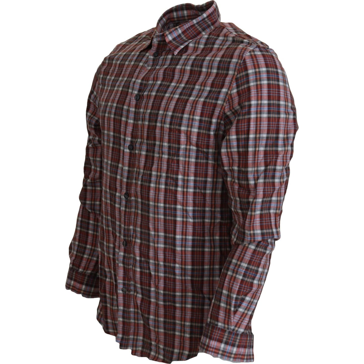 GF Ferre Multicolor Checkered Cotton Long Sleeves Casual Shirt GF Ferre