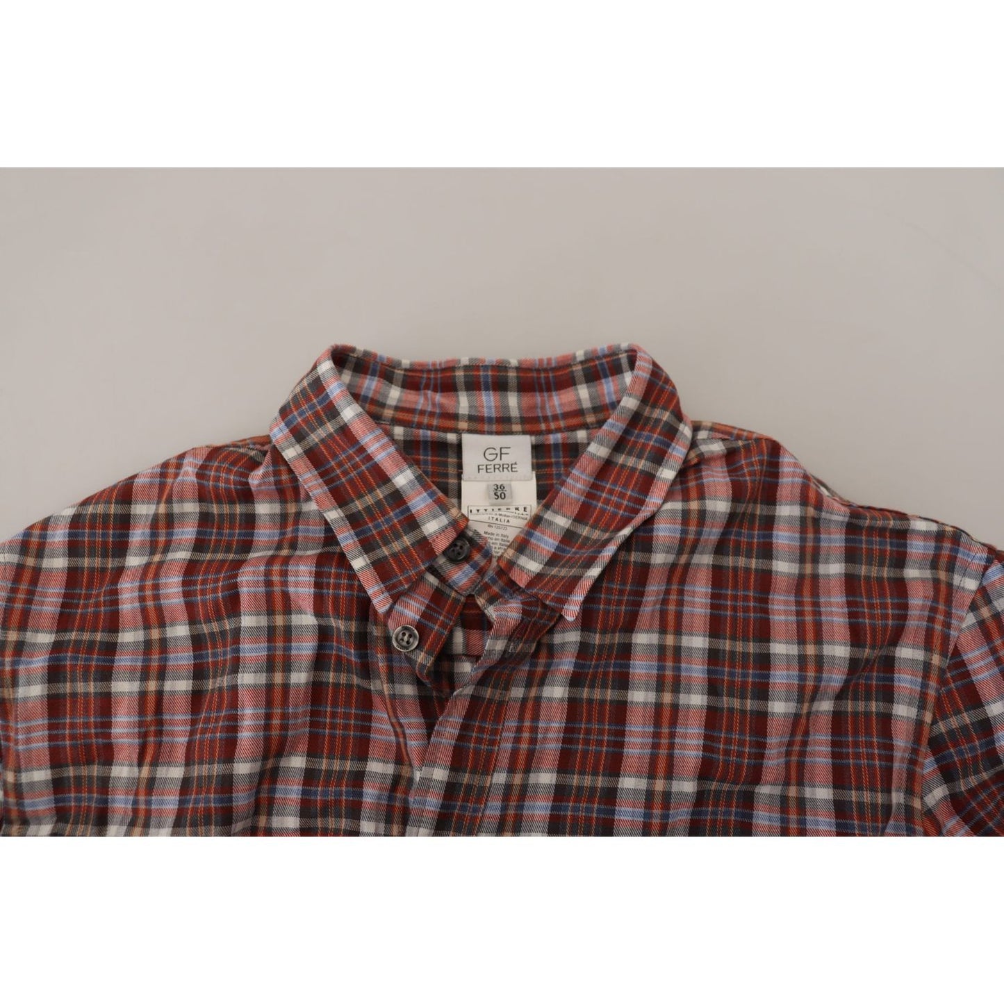 GF Ferre Multicolor Checkered Cotton Long Sleeves Casual Shirt GF Ferre
