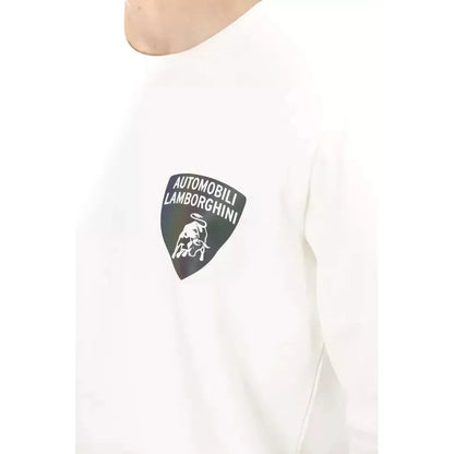 Automobili Lamborghini White Cotton Men's Sweater Automobili Lamborghini