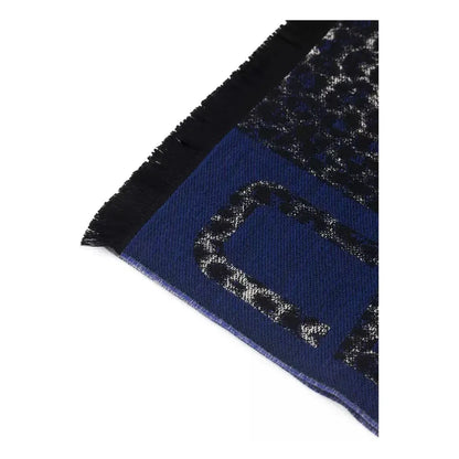 Cavalli Class Blue Wool Men Scarf Cavalli Class