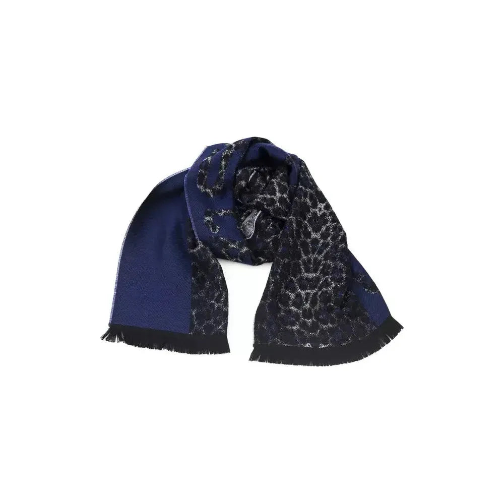 Cavalli Class Blue Wool Men Scarf Cavalli Class